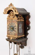 Miniature-small-Dutch-Frisian-polychrome-iron-brass- Striking-alarm-stoelschippertje-provincial-antique-wall-clock