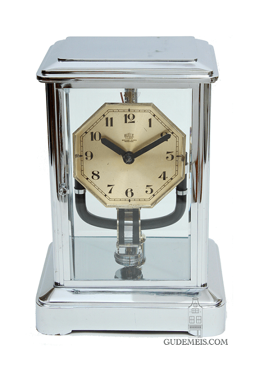French-chrome-art-deco-electric-bulle-clock-antique-table-clock-
