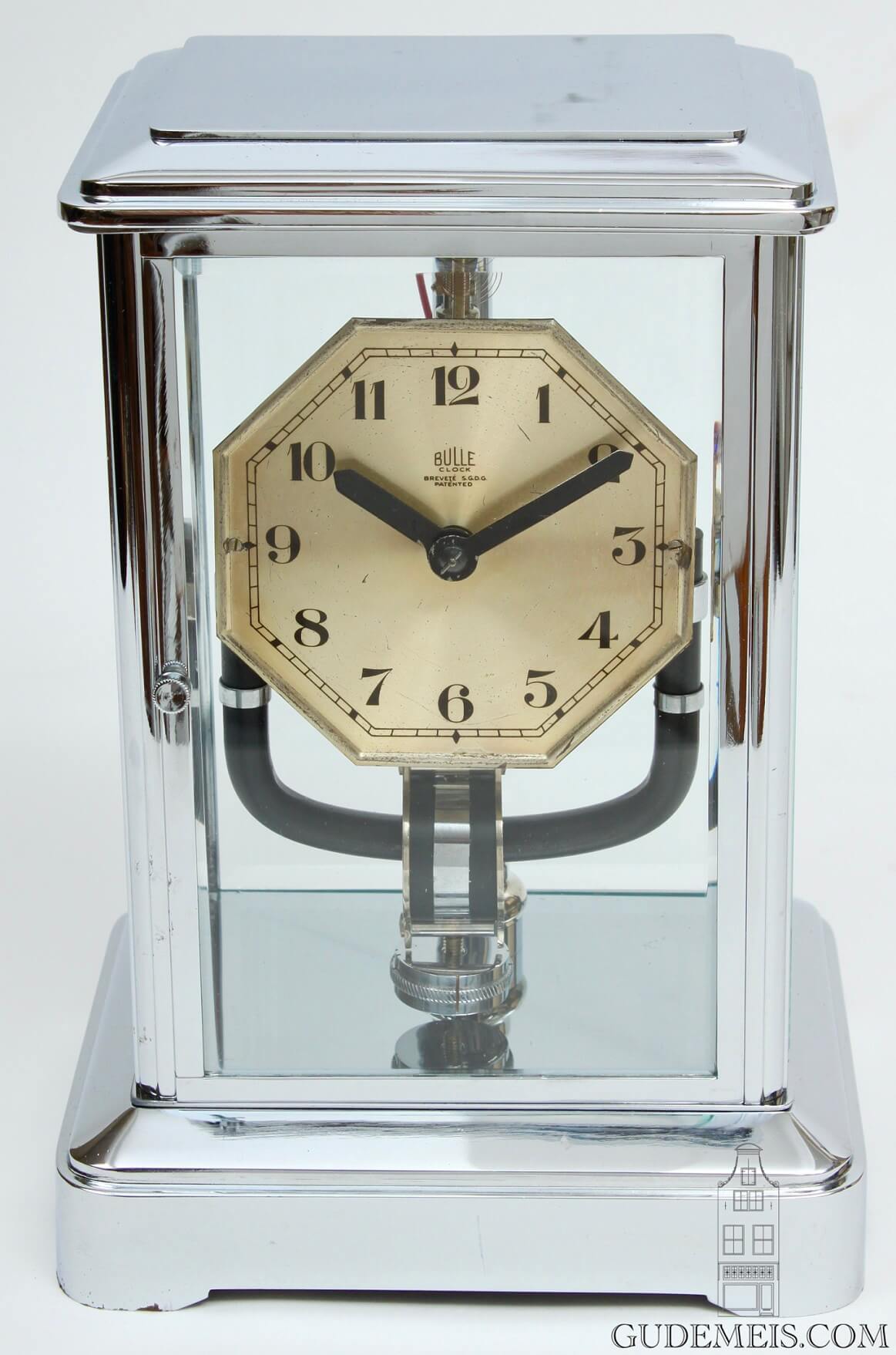 French-chrome-art-deco-electric-bulle-clock-antique-table-clock-