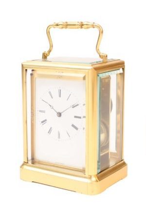 French-one-piece-brass-antique-carriage-travel-clock-jules-paris-escapement-