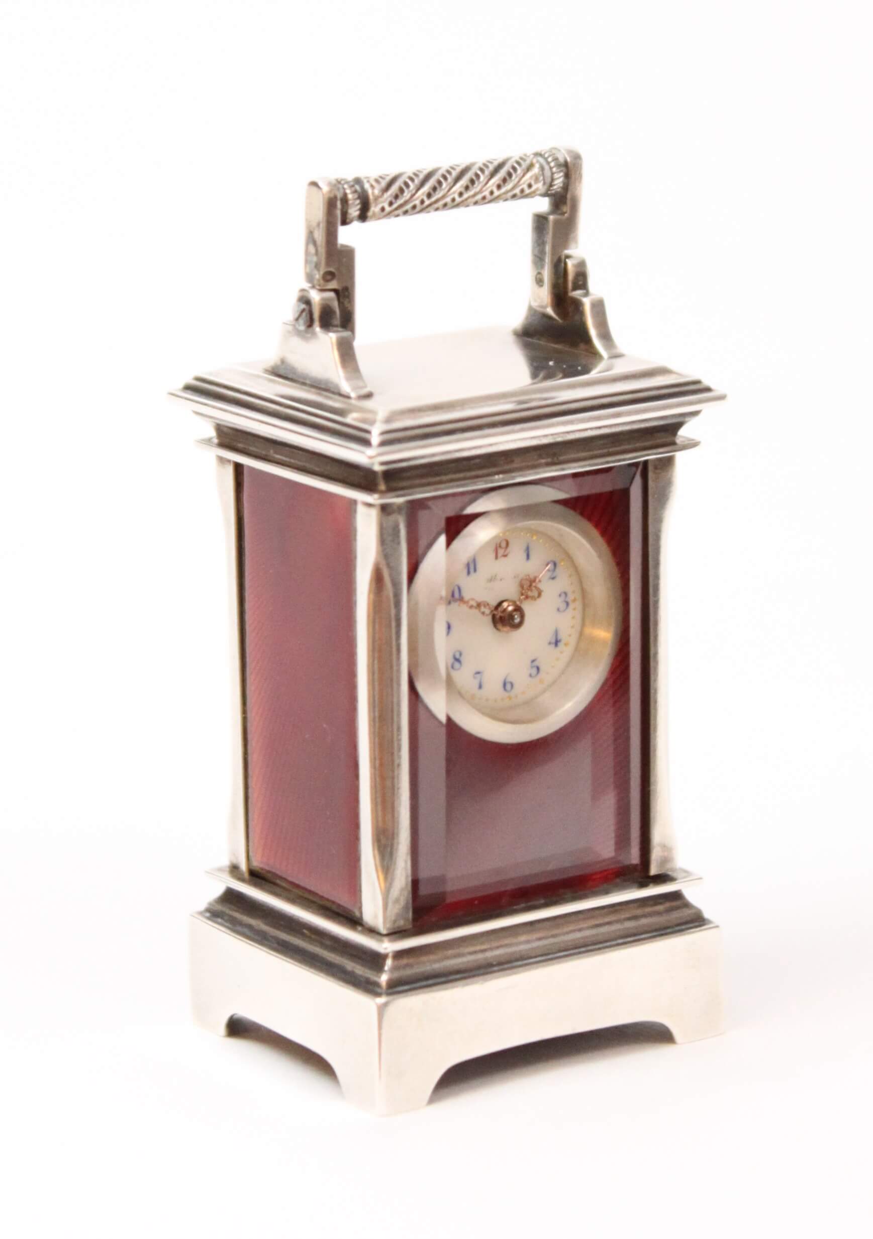 miniature-Swiss-silver-guilloche-translucent-enamel-travel-carriage-clock-sub miniature-