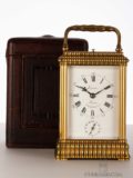 French-gilt-brass-gadrooned-gorge Case-striking-alarm-antique-ravel-carriage-clock-lepine-paris