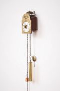 German-black-forest-wood-brass-miniature-Sorg-alarm-wall-antique-clock-
