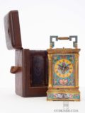 French-gilt-brass-anglaise-case-cloisonne-enamel-striking-antique-carriage-travel-clock-