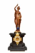 French-Napoleon III-sculptural-bronze-conical-pendulum-antique-clock-Farcot-Laurent-mystery-striking-