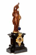 French-Napoleon III-sculptural-bronze-conical-pendulum-antique-clock-Farcot-Laurent-mystery-striking-