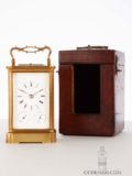 French-gilt-brass-corniche-case-quarter-striking-alarm-date-antique-carriage-clock-bourdin-