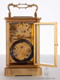 French-gilt-brass-corniche-case-quarter-striking-alarm-date-antique-carriage-clock-bourdin-