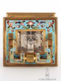 Miniature-French-gilt-brass-anglaise-case-cloisonne-enamel-antique-travel-carriage-clock-