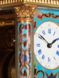 Miniature-French-gilt-brass-anglaise-case-cloisonne-enamel-antique-travel-carriage-clock-