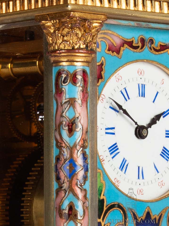 miniature-French-gilt-brass-anglaise-case-cloisonne-enamel-antique-travel-carriage-clock-