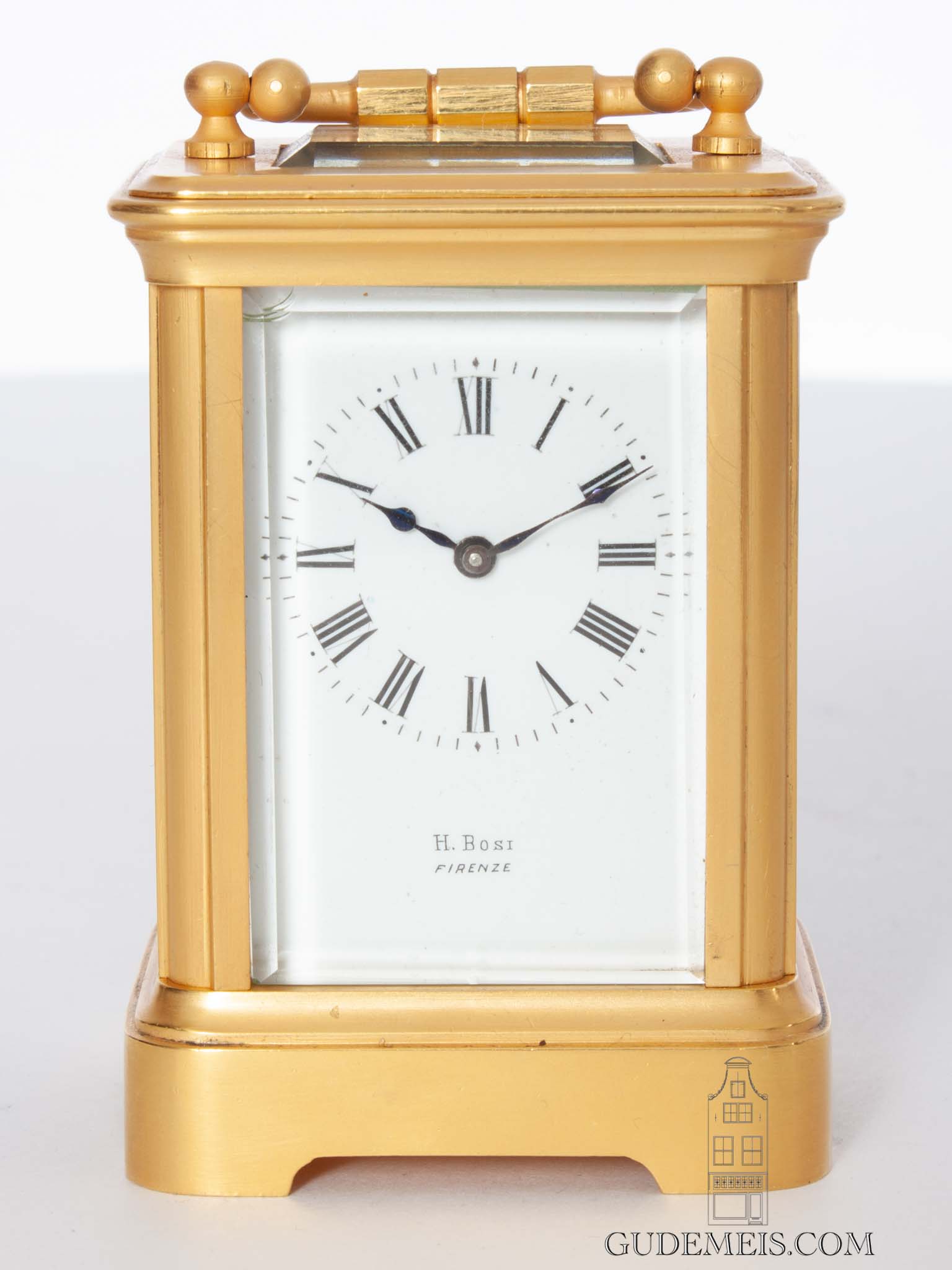 miniature-antique-carriage-clock-H. Bosi-Firenze-French-pietra-dura-gold-plated-bronze-ormolu-floral-motifs-