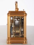 Small-French-gilt-brass-gorge-case-carriage-antique-travel-clock-striking-ship's-hours-Le Roy-paris