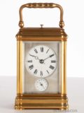 French-gilt-brass-gorge-case-striking-repeating-alarm-margaine-antique-carriage-clock-