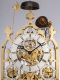 Large-English-neo-gothic-brass-skeleton-quarter-chime-calendar-antique-clock-Cox-Islington-Victorian-