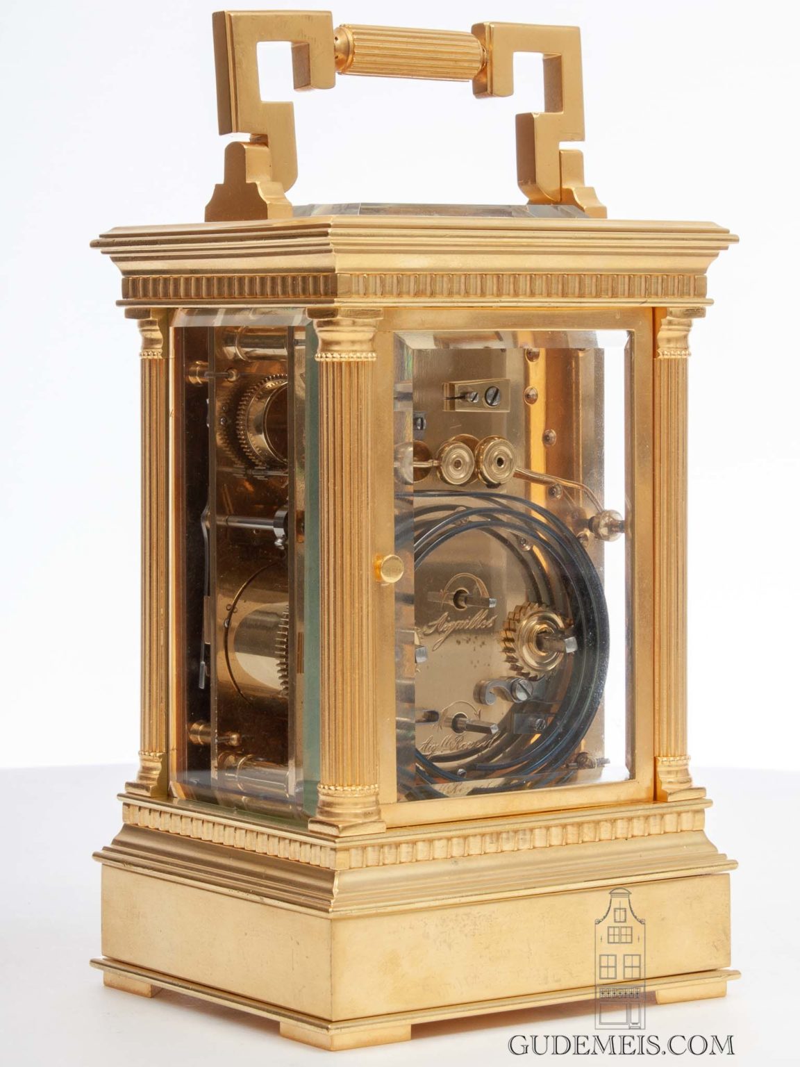 A very rare French gilt striking carriage clock and musical mechanism, Breguet circa 1860
