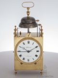 Large-French-brass-oversized-quarter-striking-alarm-two-bells-gillet-aine-Clermont-antique-travel-clock-