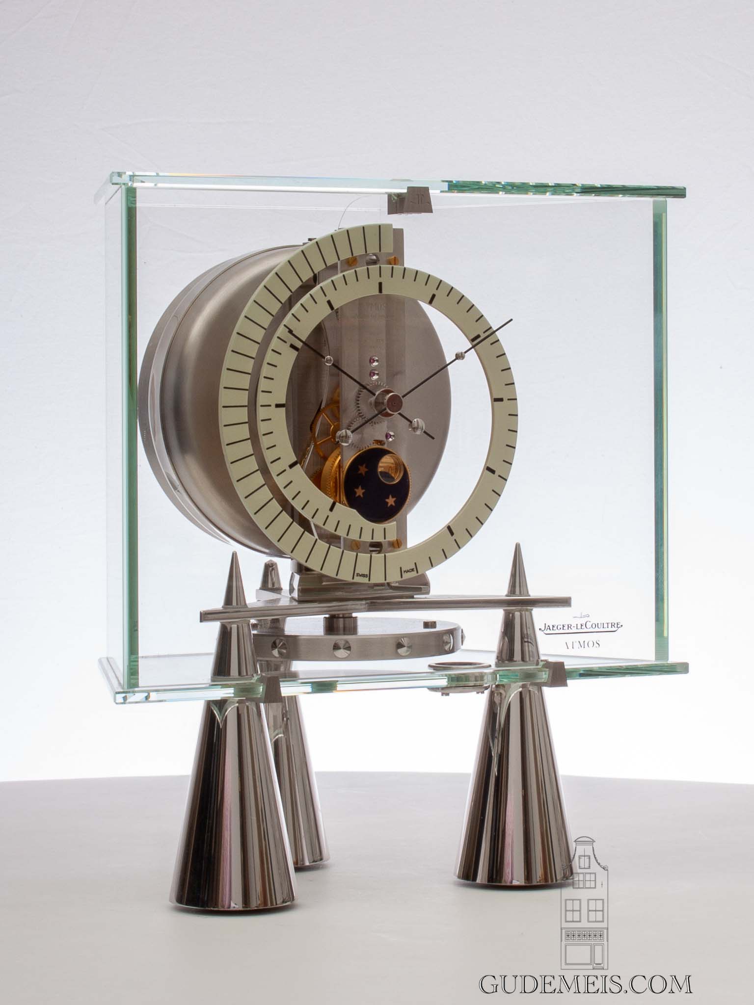 A rare Swiss rhodium Jaeger Lecoultre atmos clock Atlantis with