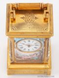 Miniature-Swiss-gilt-brass-anglaise-case-polychrome-enamel-gilt-brass-antique-travel-carriage-clock-enamel-dial-