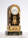 French-Empire-gilt-patinated-bronze-striking-au-borne-arched-griffins-mercury-antique-mantel-clock