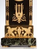 French-Empire-gilt-patinated-bronze-striking-au-borne-arched-griffins-mercury-antique-mantel-clock