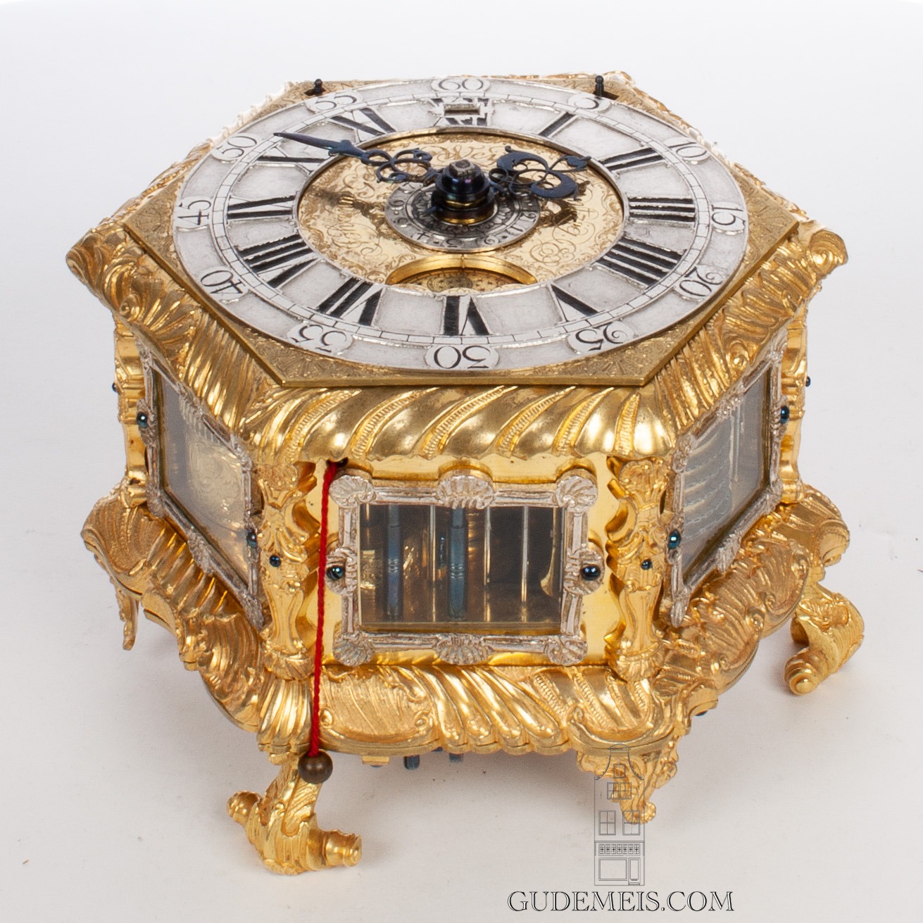 An important German gilt brass horizontal table clock, Johann George Weijer  Dantzig, circa 1760. - Gude & Meis