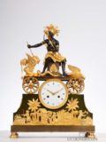 French-directoire-empire-patinated-bronze-ormolu-bon-sauvage-striking-mantel-antique-clock-Le-chasseur-amérindien