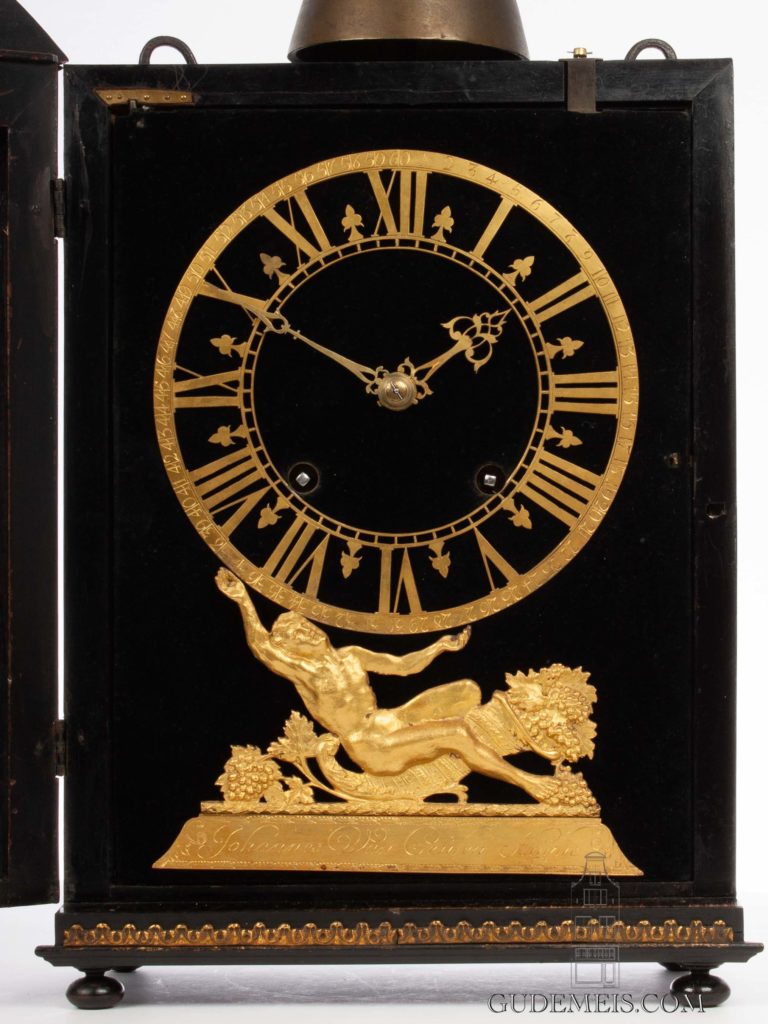Dutch-ebony-brass-ormolu-striking-haagse-klok-Hague antique-clock-johannes-van-ceulen-