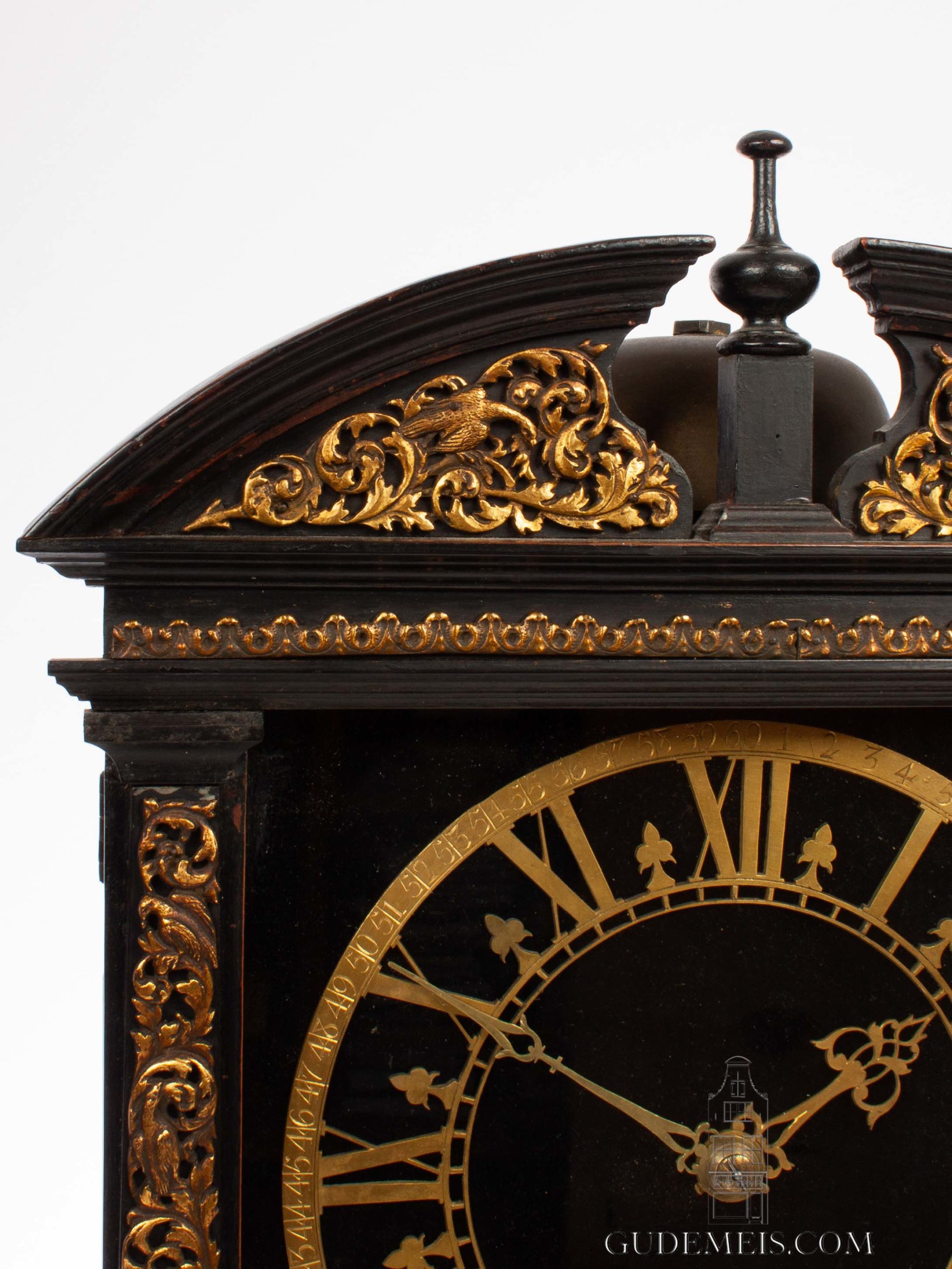 Dutch-ebony-brass-ormolu-striking-haagse-klok-Hague antique-clock-johannes-van-ceulen-