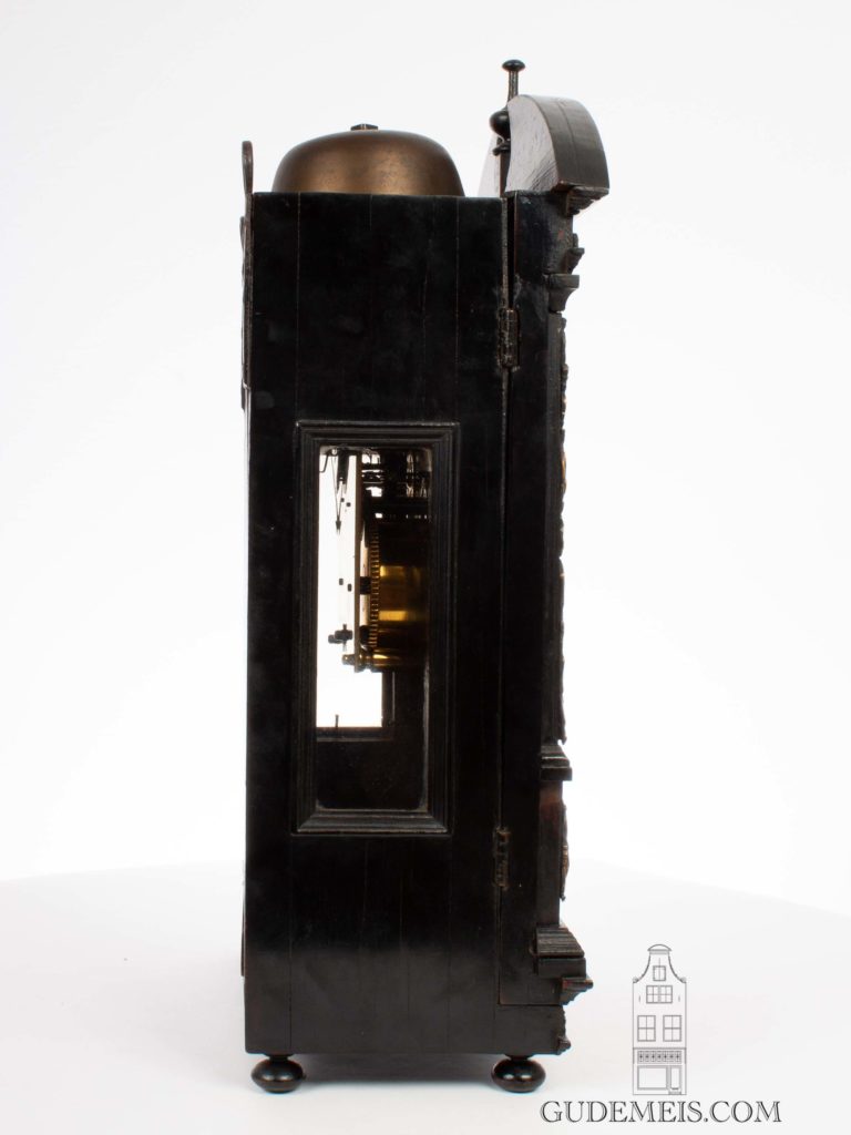 Dutch-ebony-brass-ormolu-striking-haagse-klok-Hague antique-clock-johannes-van-ceulen-