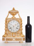 French-Louis XVI-white-marble-ormlu-gilt-bronze-borne-antique-striking-mantel-clock-Wolff-Paris