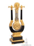 French-empire-charlesX-ormolu-ebony-oscillating-movement-lyre-antique-striking-mantel-clock