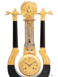 French-empire-charlesX-ormolu-ebony-oscillating-movement-lyre-antique-striking-mantel-clock