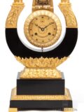 French-empire-charlesX-ormolu-ebony-oscillating-movement-lyre-antique-striking-mantel-clock