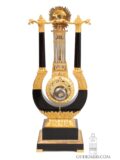 French-empire-charlesX-ormolu-ebony-oscillating-movement-lyre-antique-striking-mantel-clock