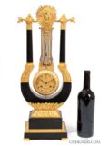 French-empire-charlesX-ormolu-ebony-oscillating-movement-lyre-antique-striking-mantel-clock