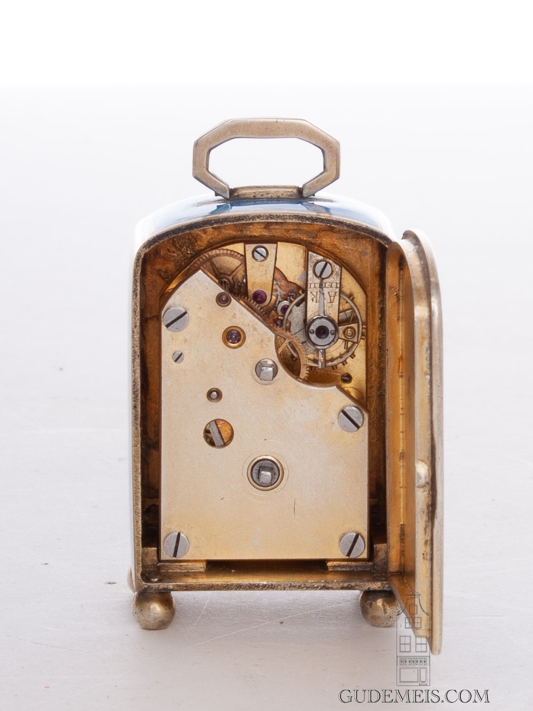 Swiss-French-art-deco-silver-sub-miniature-guilloche-enamel-translucent-antique-carriage-clock