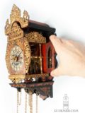 Dutch-miniature-Frisian-Fries-polychrome-iron-striking-alarm-lantern-Stoelschipper-antique-wall-clock-