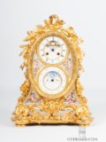 French-Napoleon III-rococo-style-sevres-porcelain-perpetual-calendar-moon Phase-date-month-year-Brocot-antique-mantel-clock-