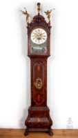 Dutch-burr-walnut-Louis XV-rococo-striking-calendar-moon Phase-ships-automaton-animated-antique-longcase-clock-Jan Henkels-Amsterdam-