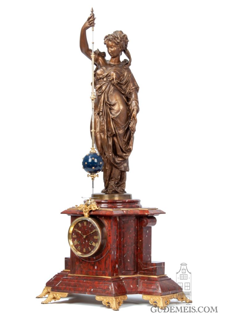 FrenchNapoleonIIIsculpturalbronzeconicalpendulumantiqueclock