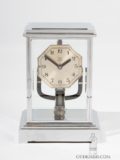 Miniature-small-French-nickel-chrome-electric-art-deco-four-glass-mantel-clock-