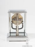 Miniature-small-French-nickel-chrome-electric-art-deco-four-glass-mantel-clock-