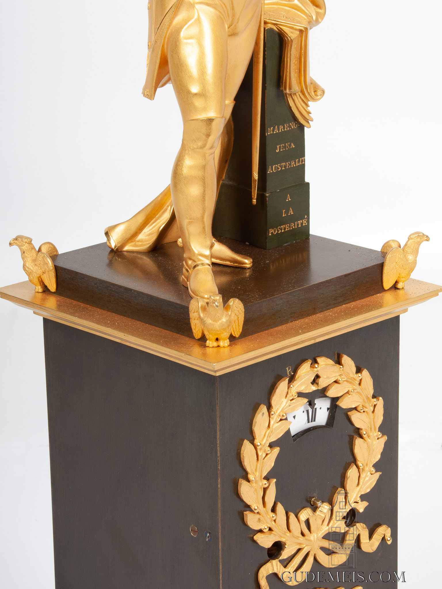 French-Empire-sculptural-ormolu-patinated-bronze-gilt-striking-antique-mantel-clock-napoleon-bonaparte-