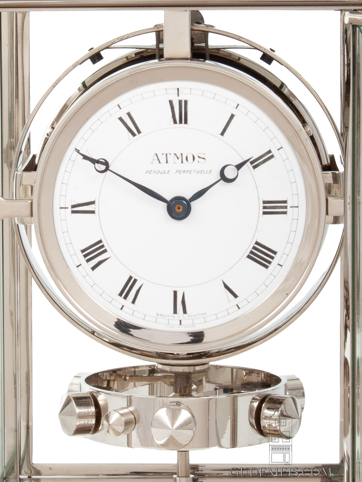French-art-deco-nickel-chrome-brass-straight-jean-leon-Reutter-patent-atmos-clock-0
