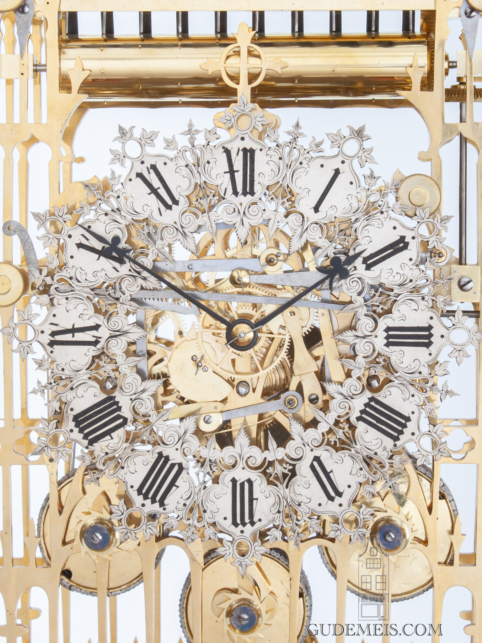 large-English-brass-neo-gothic-quarter-chiming-victorian-striking-cathedral-church-skeleton-clock-