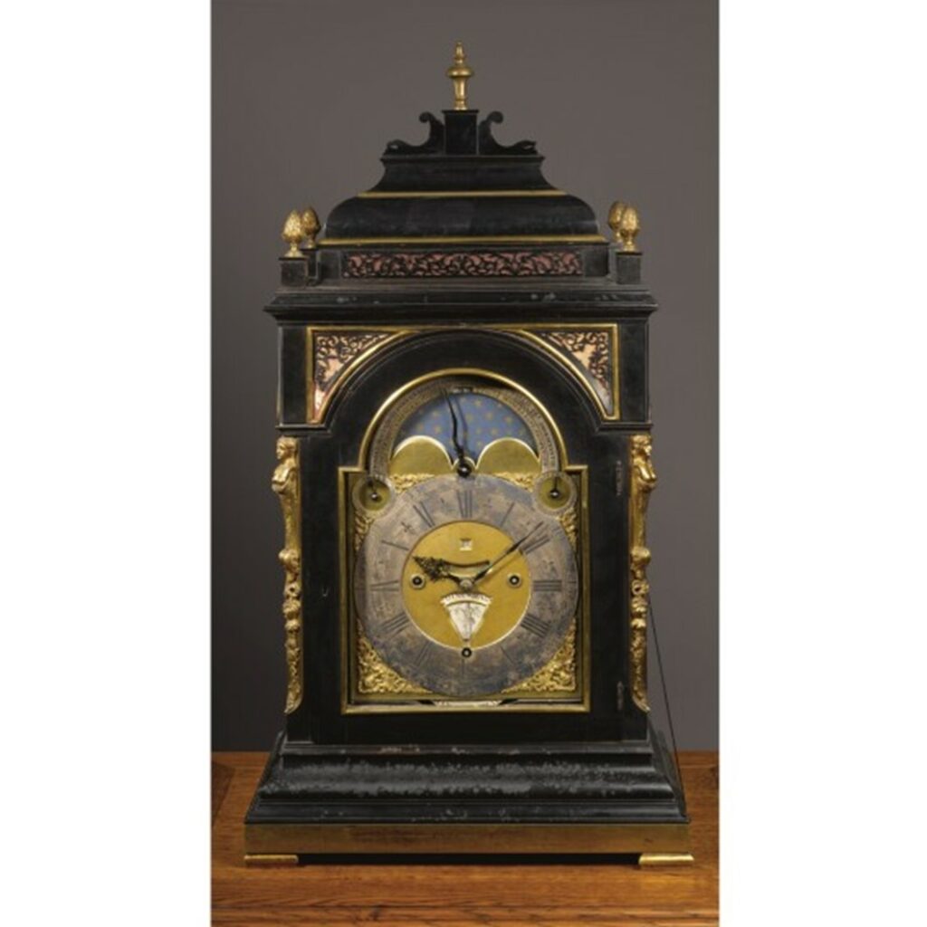 large-Dutch-ebony-brass-mounted-calendar-moonphase-musical-bracket-table-clock-royal-house-of-orange-