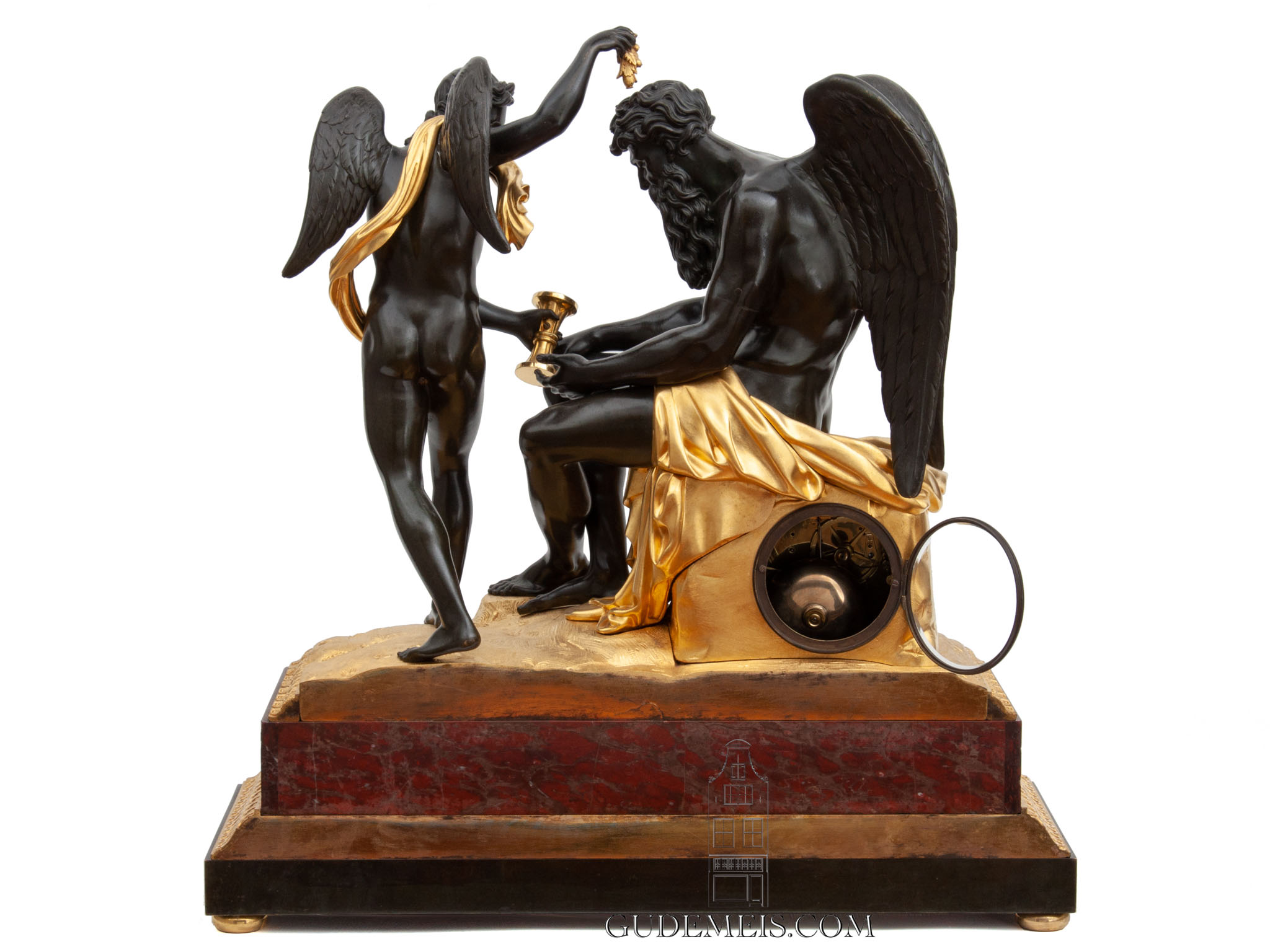 monumental-imposing-French-Empire-gilt-patinated-bronze-sculptural-striking-mantel-clock-Chronos-Amor-Cupid-Claude-Galle-