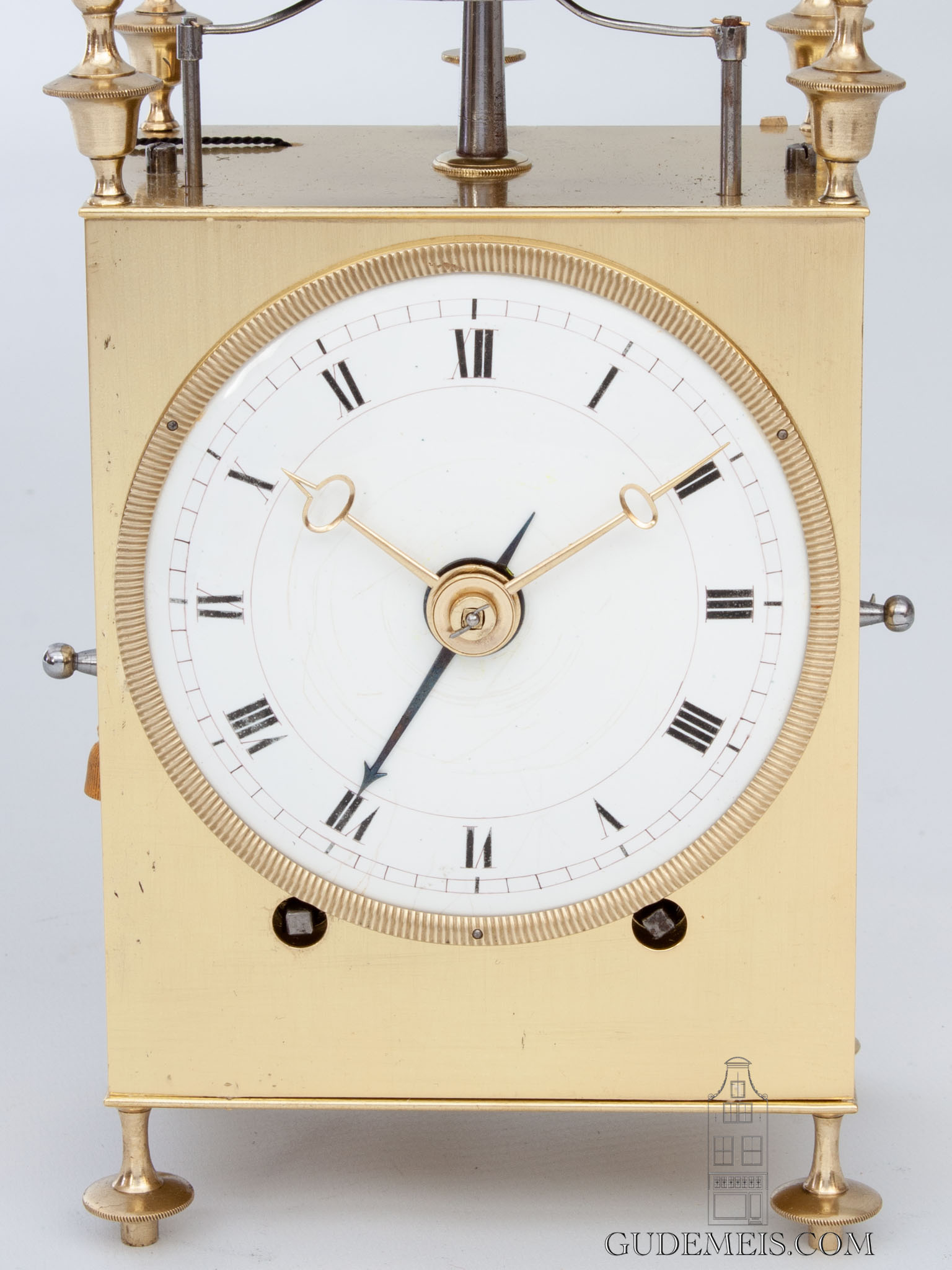 Swiss-French-brass-morbier-striking-repeating-alarm-Capucine-travel-antique-clock-
