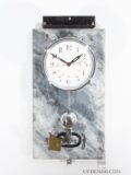 Antique-electric-French-nickel-chrome-marble-art-deco-brillié-wall-regulator-clock-model-1595-half-second-